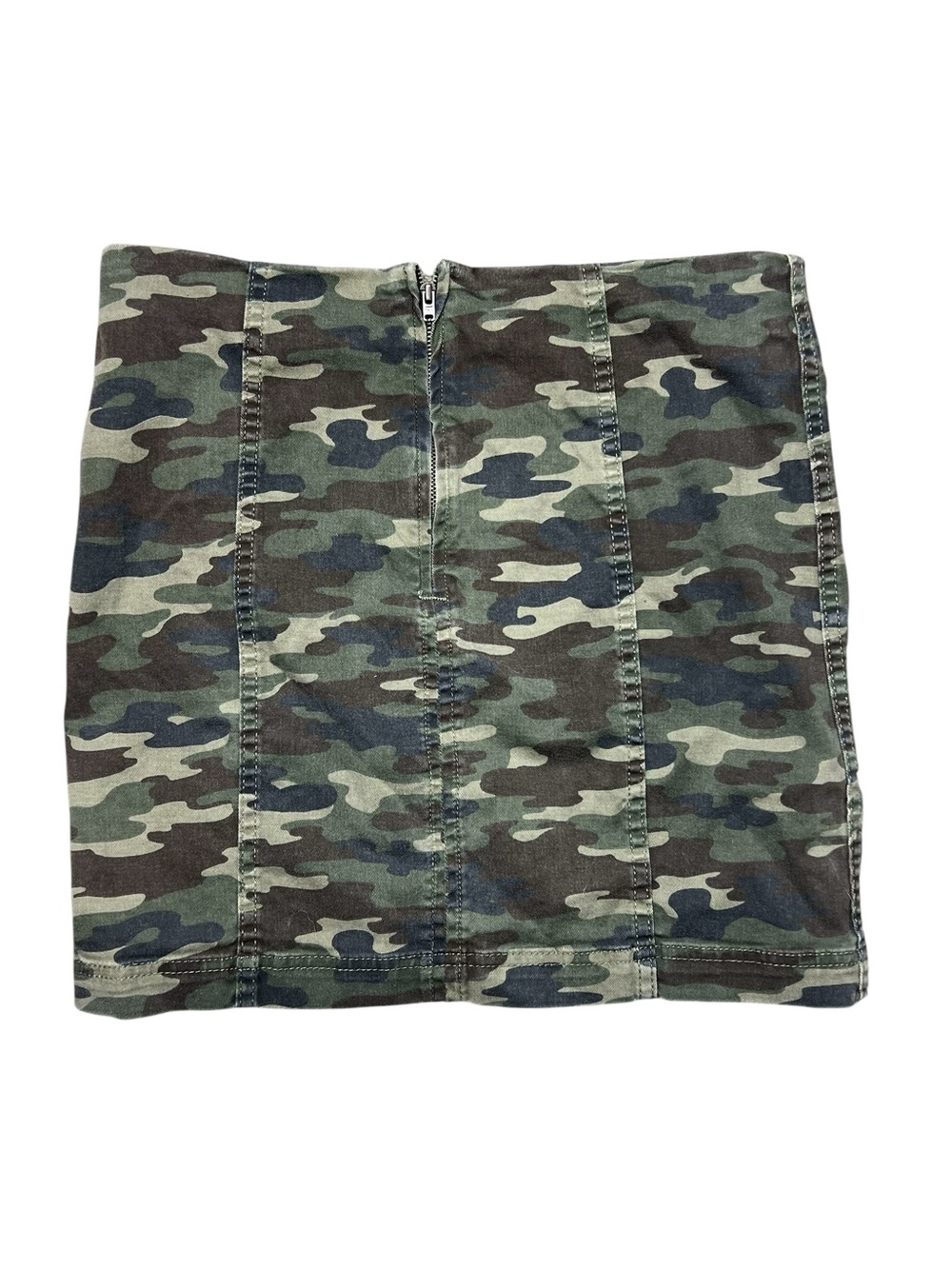 Free People Modern Femme Mini Skirt Women's Size 8 Green Camouflage Back Zip - Picture 4 of 6